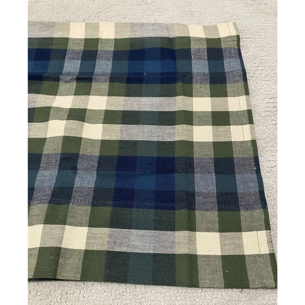 JCPenney Home Valance Bradley Stripe Plaid Valance Woven Cotton Blue Olive Green